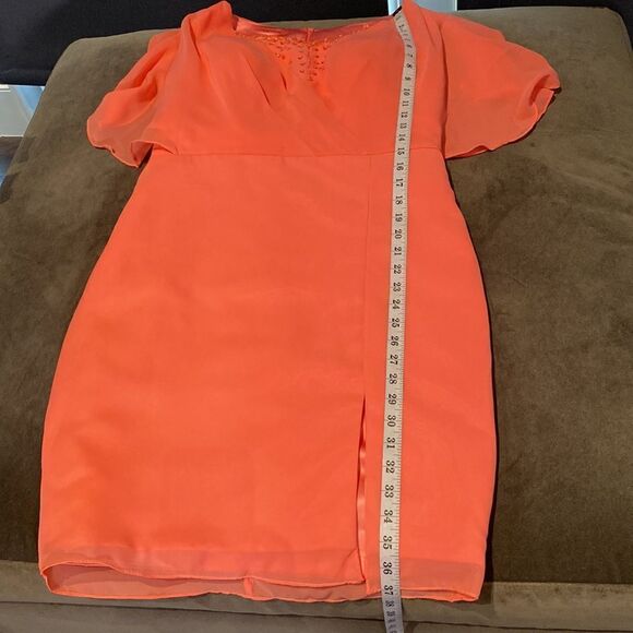 Women’s Chiffon Knee Length Dress with Draping Sleeves & Zip Up Back Size 12 - Picture 13 of 13